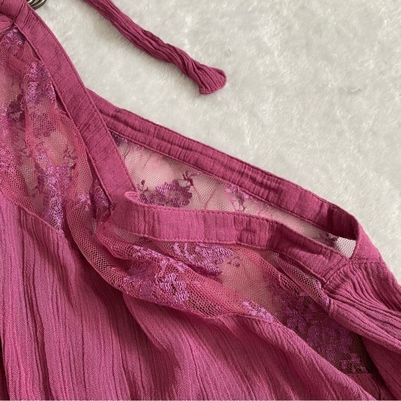 Free People pink cold shoulder lace tunic boho oversized top size small - Picture 4 of 8